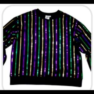 Mardi Gras sequin striped sweat shirt
